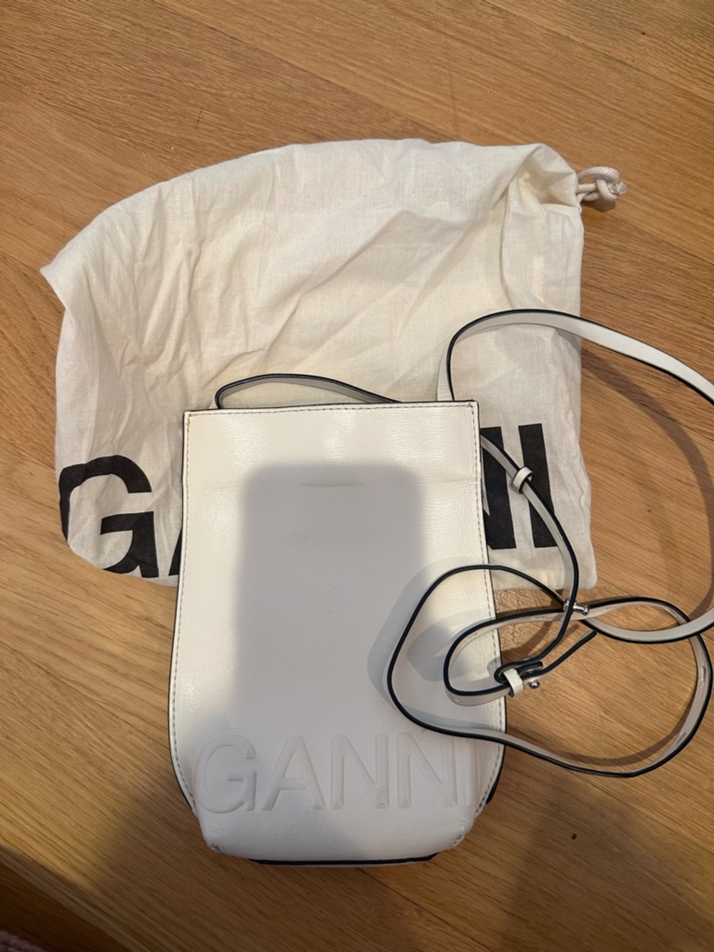 GANNI White Leather Crossbody Bag